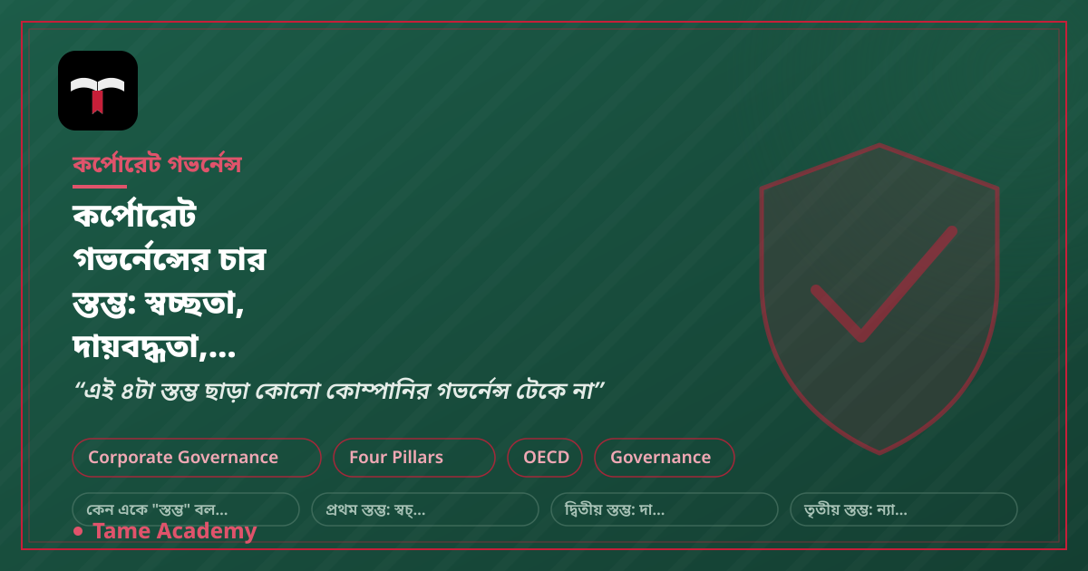 কর্পোরেট গভর্নেন্সের চার স্তম্ভ: স্বচ্ছতা, দায়বদ্ধতা, ন্যায্যতা ও দায়িত্বশীলতা
